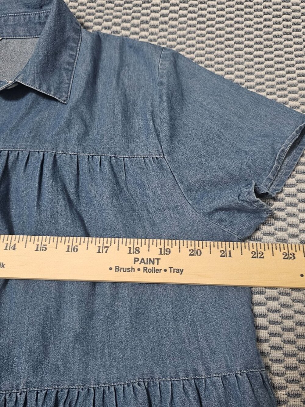 Time and Tru Denim Babydoll Button Down Oversized Shirt Blue - Size Medium - Picture 5 of 6